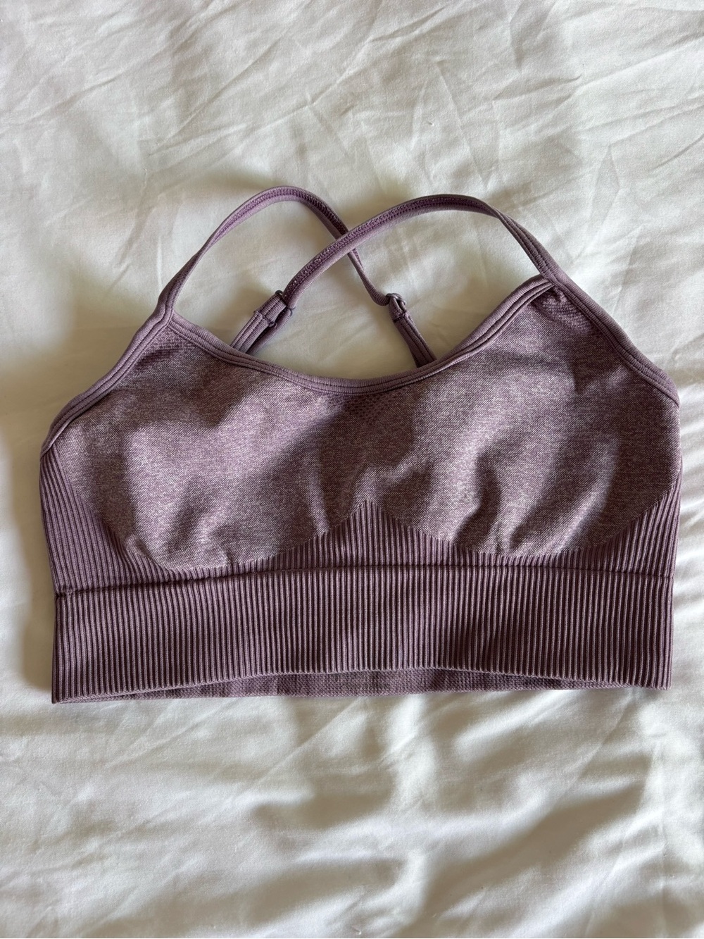 Seamless Mauve Ribbed Sports Bra - Women Intimates